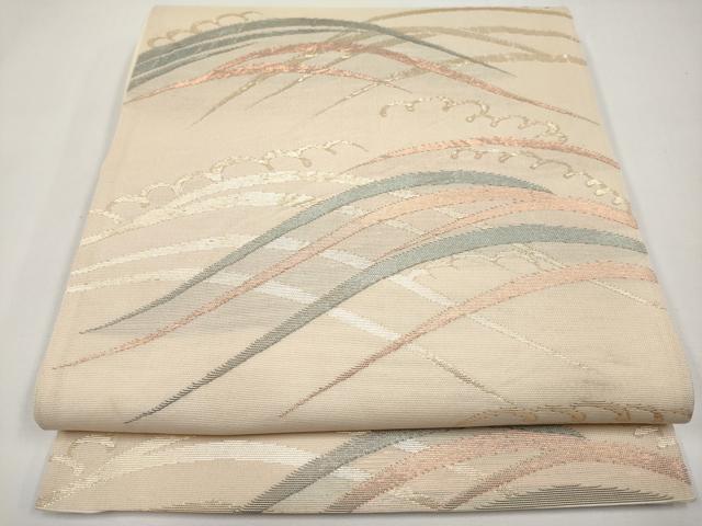 平和屋着物＊夏物　六通柄袋帯　立波文　金糸　正絹　逸品　CABI8766tx