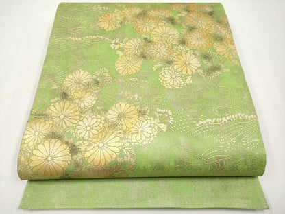 平和屋着物＊夏物　太鼓柄袋帯　枝菊文　金彩　正絹　逸品　CABI8769tx