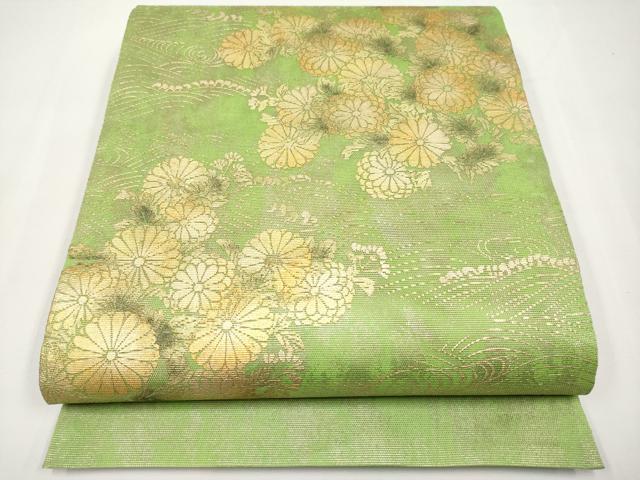 平和屋着物＊夏物　太鼓柄袋帯　枝菊文　金彩　正絹　逸品　CABI8769tx