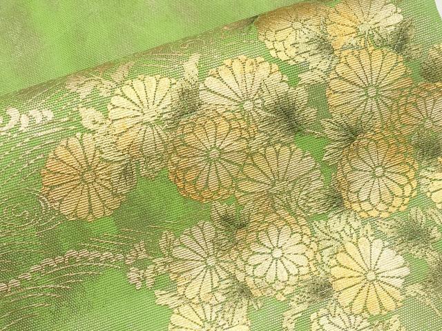 平和屋着物＊夏物　太鼓柄袋帯　枝菊文　金彩　正絹　逸品　CABI8769tx