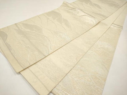 平和屋着物＊夏物　西陣　六通柄　本袋帯　遠山文　銀糸　正絹　逸品　CABI8770tx