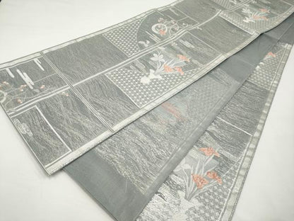 平和屋着物＊夏物　六通柄袋帯　秋風吹く　銀糸　正絹　逸品　CABI8778tx