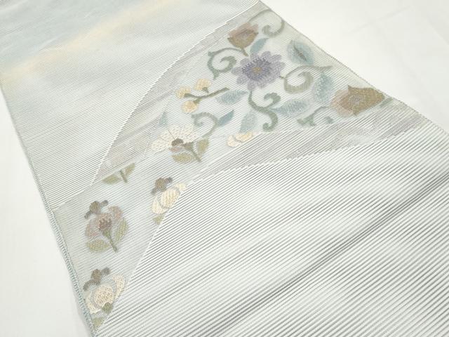 平和屋着物＊夏物　太鼓柄袋帯　絽綴れ　絽刺し　区限刺繍　花唐草文　金銀糸　正絹　逸品　CABI8783tx