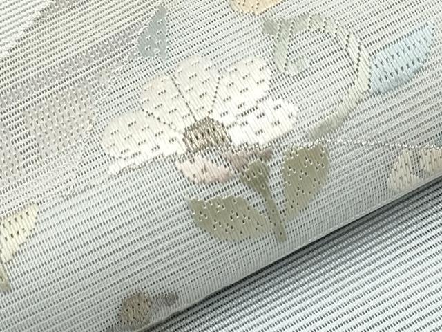 平和屋着物＊夏物　太鼓柄袋帯　絽綴れ　絽刺し　区限刺繍　花唐草文　金銀糸　正絹　逸品　CABI8783tx