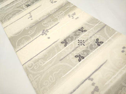 平和屋着物▽両面　全通柄袋帯　スリーシーズン　春夏秋　葡萄花唐草文　正絹　逸品　CABI8784tx