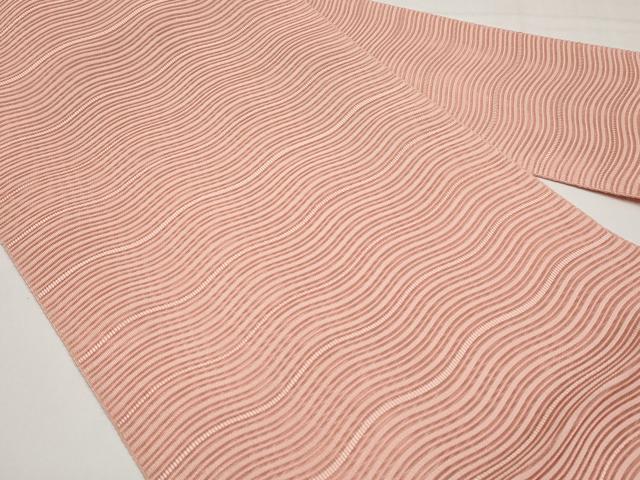 平和屋着物＊夏物　八寸名古屋帯　絽綴れ　よろけ縞　宍色　正絹　逸品　CABI8787tx