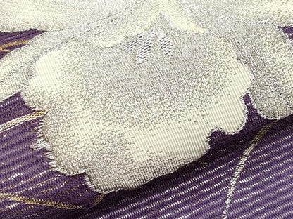 平和屋着物＊夏物　九寸名古屋帯　百合　金銀糸　正絹　逸品　CABI8791tx