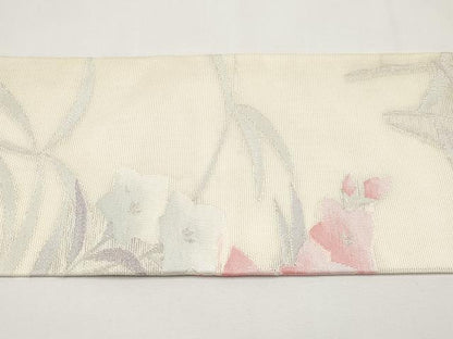 平和屋着物＊夏物　九寸名古屋帯　桔梗　銀糸　正絹　逸品　未使用　CABI8793tx