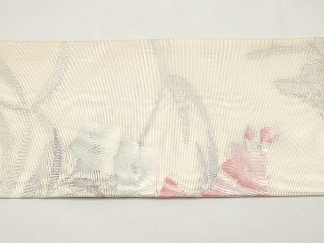 平和屋着物＊夏物　九寸名古屋帯　桔梗　銀糸　正絹　逸品　未使用　CABI8793tx