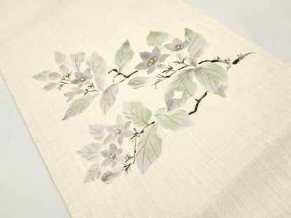 平和屋着物＊夏物　八寸名古屋帯　手描き　枝花文　CABI8797tx