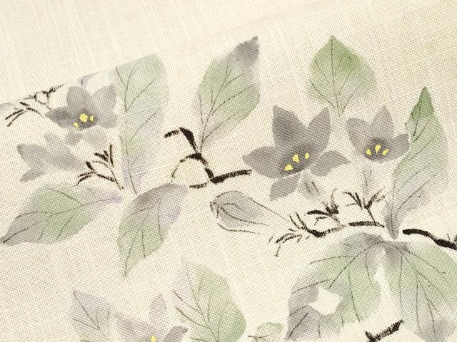 平和屋着物＊夏物　八寸名古屋帯　手描き　枝花文　CABI8797tx
