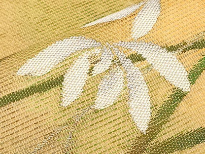 平和屋着物＊夏物　九寸名古屋帯　草花文　金銀糸　正絹　逸品　CABI8798tx