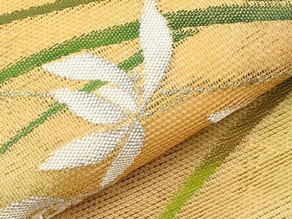 平和屋着物＊夏物　九寸名古屋帯　草花文　金銀糸　正絹　逸品　CABI8798tx