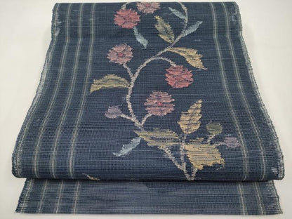 平和屋着物＊夏物　1854年創業　帯屋捨松　八寸名古屋帯　枝花文　正絹　逸品　CABI8800tx
