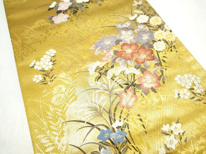 平和屋着物●六通柄袋帯　唐織　麗花苑　金糸　正絹　逸品　CABI8801hy