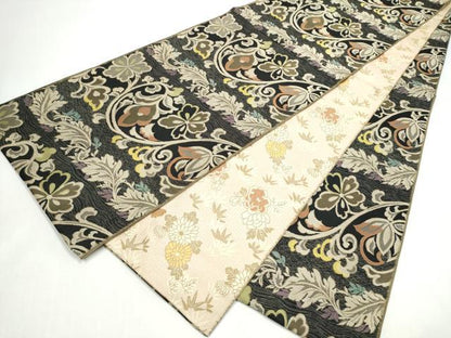 平和屋着物●両面　全通柄　本袋帯　花唐草文　正絹　逸品　CABI8802hy