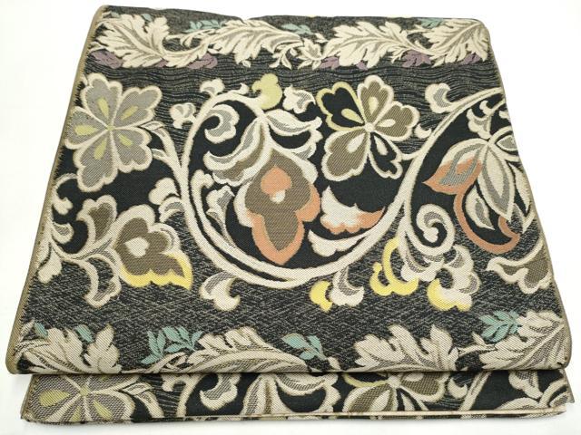 平和屋着物●両面　全通柄　本袋帯　花唐草文　正絹　逸品　CABI8802hy