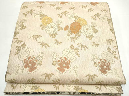 平和屋着物●両面　全通柄　本袋帯　花唐草文　正絹　逸品　CABI8802hy