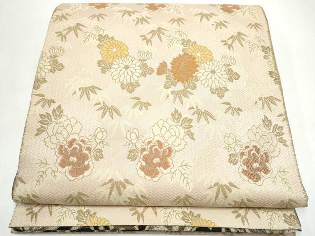 平和屋着物●両面　全通柄　本袋帯　花唐草文　正絹　逸品　CABI8802hy