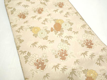 平和屋着物●両面　全通柄　本袋帯　花唐草文　正絹　逸品　CABI8802hy