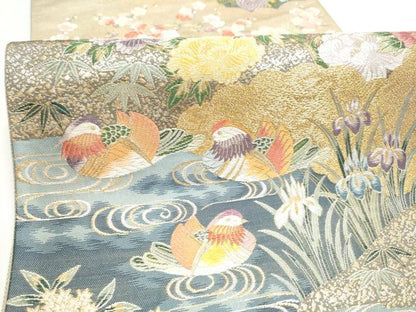 平和屋着物●六通柄袋帯　唐織　花鳥慶彩錦　金銀糸　正絹　逸品　CABI8808hy