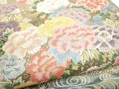 平和屋着物●六通柄袋帯　唐織　花鳥慶彩錦　金銀糸　正絹　逸品　CABI8808hy