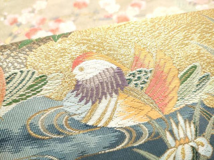 平和屋着物●六通柄袋帯　唐織　花鳥慶彩錦　金銀糸　正絹　逸品　CABI8808hy