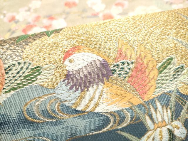 平和屋着物●六通柄袋帯　唐織　花鳥慶彩錦　金銀糸　正絹　逸品　CABI8808hy