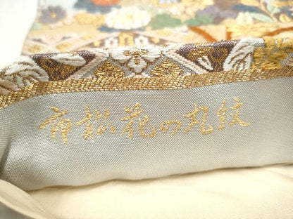 平和屋着物●六通柄袋帯　唐織　市松花の丸紋　金糸　正絹　逸品　CABI8809hy