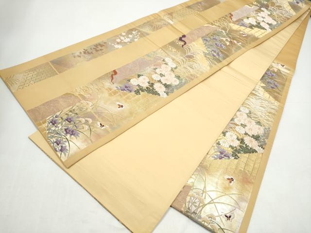 平和屋着物●六通柄袋帯　唐織　花蝶文　金銀糸　正絹　逸品　CABI8810hy