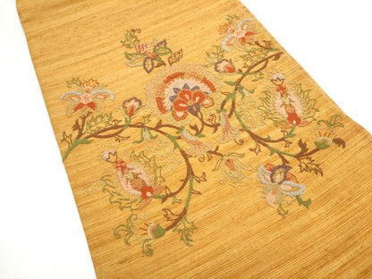 平和屋着物●中国三大刺繍　総相良刺繍　太鼓柄袋帯　更紗花唐草文　正絹　逸品　CABI8812hy