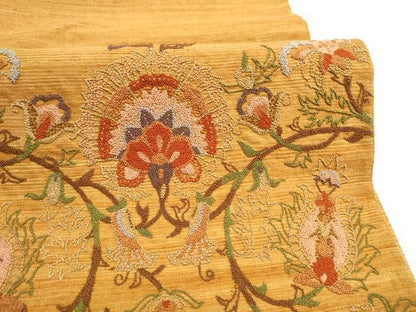 平和屋着物●中国三大刺繍　総相良刺繍　太鼓柄袋帯　更紗花唐草文　正絹　逸品　CABI8812hy