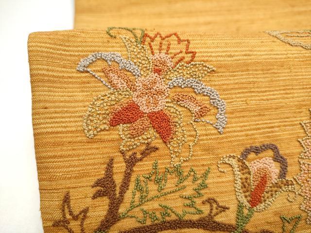 平和屋着物●中国三大刺繍　総相良刺繍　太鼓柄袋帯　更紗花唐草文　正絹　逸品　CABI8812hy