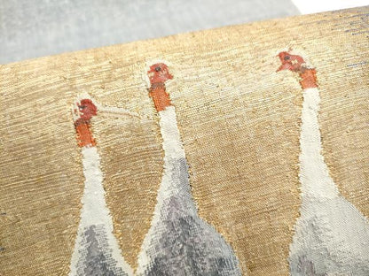 平和屋着物●太鼓柄袋帯　作家物　すくい織　鶴　金糸　正絹　逸品　CABI8815hy