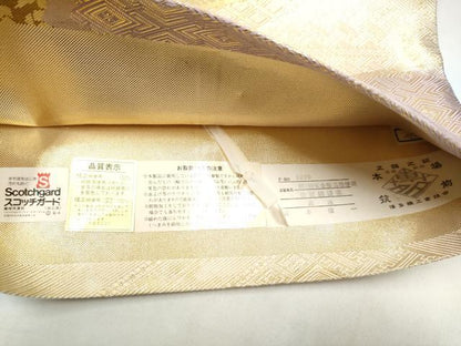 平和屋着物●佐賀錦　本場筑前博多織　全通柄袋帯　地紙枝梅笹文　宮本信一作　証紙付き　正絹　逸品　CABI8818hy