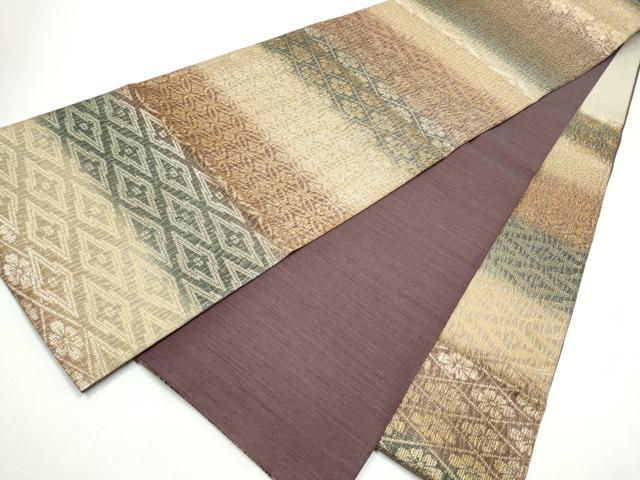 平和屋着物●六通柄袋帯　御倉織　吉祥花文　金糸　正絹　逸品　CABI8820hy