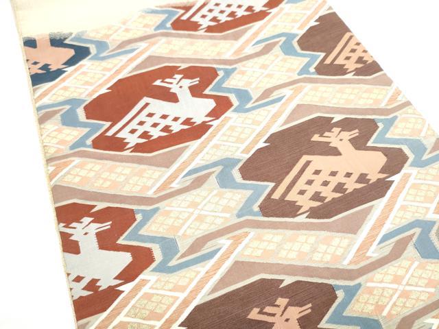 平和屋着物●太鼓柄袋帯　綴れ　有栖川錦　金糸　正絹　逸品　CABI8821hy