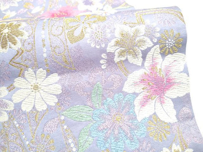 平和屋着物●六通柄袋帯　舞花文　金糸　正絹　逸品　CABI8822hy