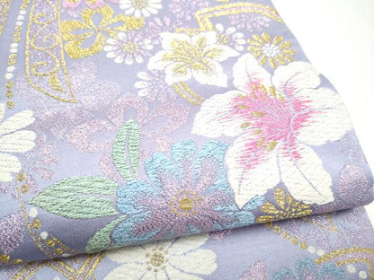平和屋着物●六通柄袋帯　舞花文　金糸　正絹　逸品　CABI8822hy