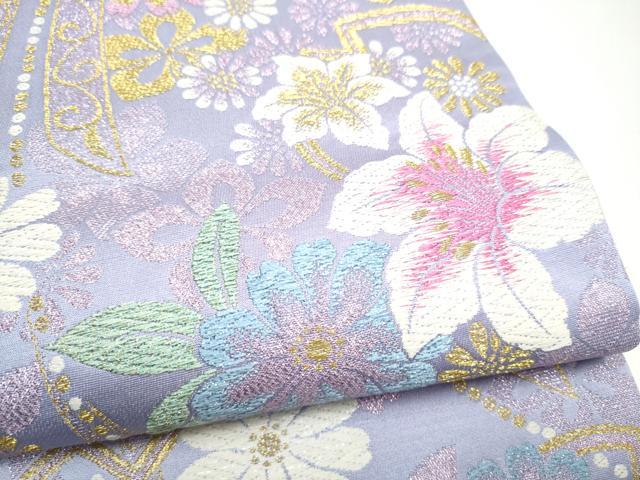 平和屋着物●六通柄袋帯　舞花文　金糸　正絹　逸品　CABI8822hy
