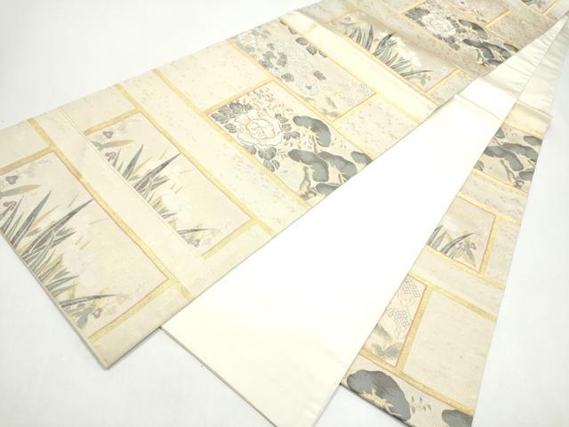 平和屋着物●六通柄袋帯　草花文　金糸　正絹　逸品　CABI8826hy