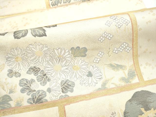 平和屋着物●六通柄袋帯　草花文　金糸　正絹　逸品　CABI8826hy