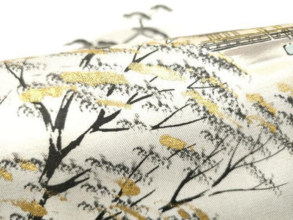 平和屋着物●太鼓柄袋帯　作家物　風景文　金通し地　正絹　逸品　CABI8828hy