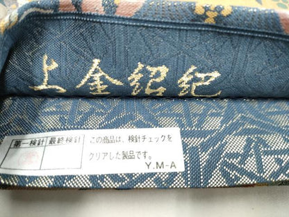 平和屋着物●六通柄袋帯　上金紹巴　裂取名倉文　金糸　正絹　逸品　CABI8831hy