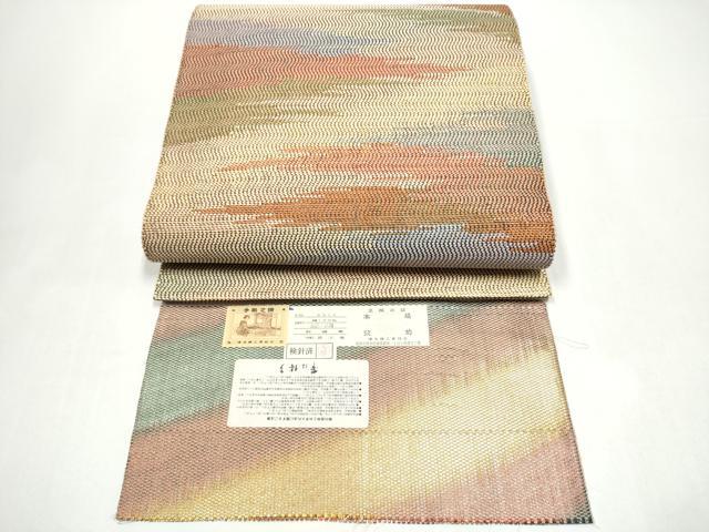 平和屋着物●本場筑前博多織　両面　太鼓柄袋帯　霞文　金銀糸　匠工芸織物謹製　証紙付き　正絹　逸品　CABI8832hy
