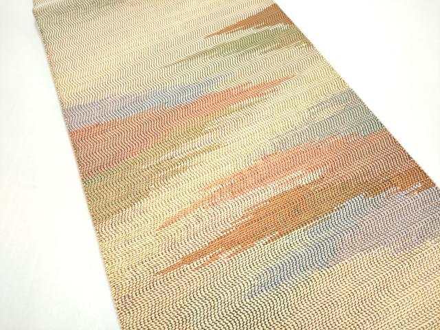 平和屋着物●本場筑前博多織　両面　太鼓柄袋帯　霞文　金銀糸　匠工芸織物謹製　証紙付き　正絹　逸品　CABI8832hy