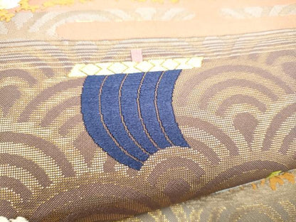 平和屋着物●六通柄袋帯　唐織　エ霞松文　金糸　正絹　逸品　CABI8835hy
