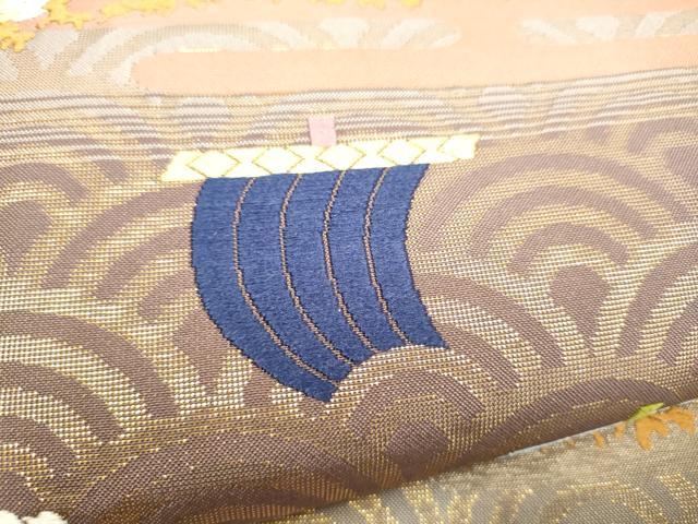 平和屋着物●六通柄袋帯　唐織　エ霞松文　金糸　正絹　逸品　CABI8835hy