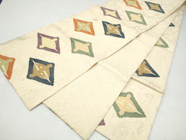 平和屋着物●全通柄袋帯　唐織　菱飛鶴文　正絹　逸品　CABI8836hy