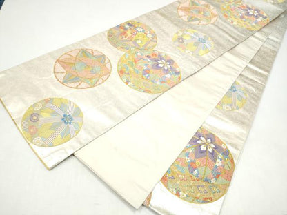 平和屋着物●六通柄袋帯　唐織　花毬文　金糸　正絹　逸品　CABI8843hy